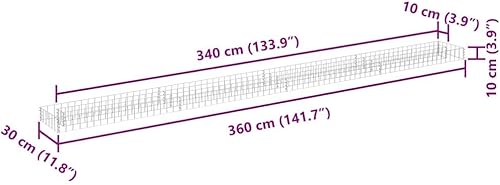 Vista 34 de vidaXL Gabion - Maceta elevada para pared, jardín, césped, patio, jardín, jardín, jardín, jardín, jardín, flores, acero galvanizado, 70.9 x 35.4