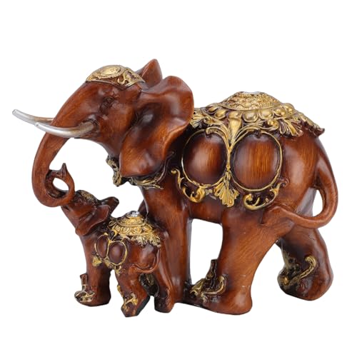 Statue d'éléphant mère et bébé, sculpture porte-bonheur familiale - 7