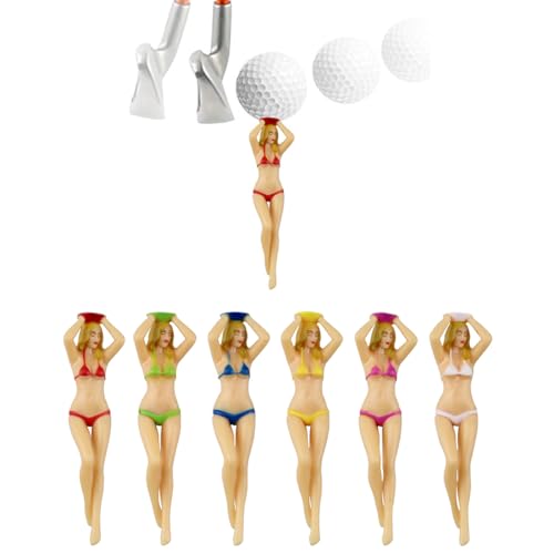 Tees de Golf Divertidos, 6 Piezas Multicolor Sexy Bikini Lady Golf Tees, Tees de Golf de Plástico, regalo de golf para Hombres Mujeres, Golf Accesorios, Golf Training, Práctica de Golf
