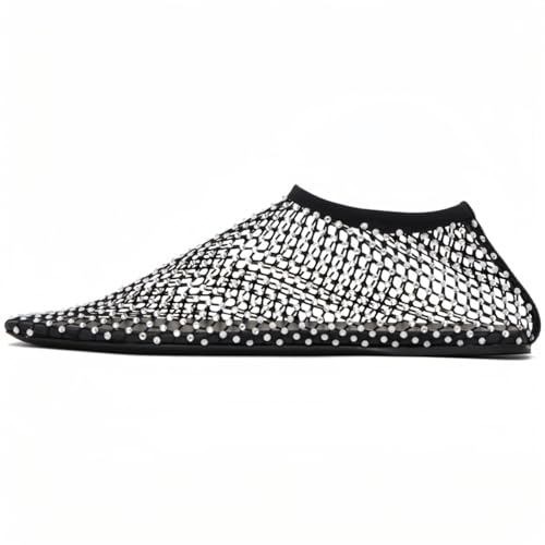 Mesh Ballet Flats Round Toe Shiny Gem Mesh Flats Rhinestone Short Boots Sexy Sandals Cutout Sparkly Comfortable Beach Casual Dress Flats for Women2