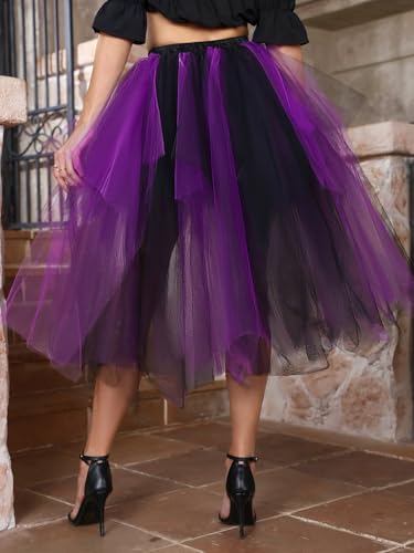 Tulle Skirts for Women High Low 50s Vintage Colorful Tutu Petticoat Ballet Bubble Dance Skirt for Cosplay Party3