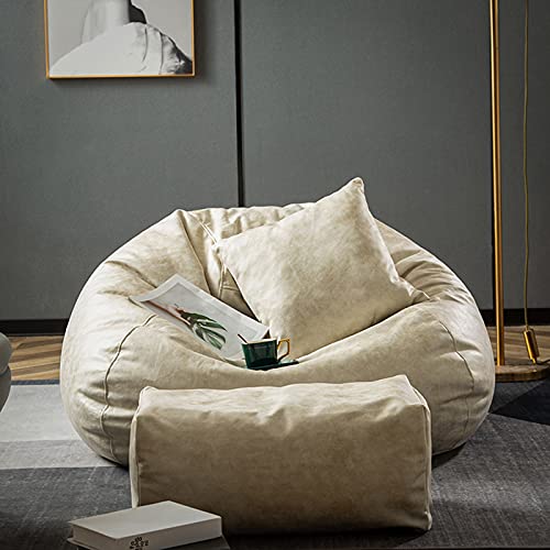 Funda para puf, Funda para sofá, Incluye Funda para reposapiés y Funda de Almohada para el Suelo, para decoración del hogar (Solo Funda), Beige, XXL