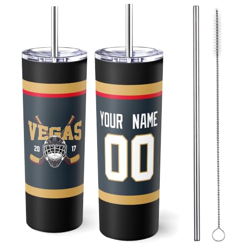Image of ANTKING Vegas Tumbler 20oz Travel Mug Custom Name Number Gifts | Stainless Steel Insulated Coffee Cup for Men Women