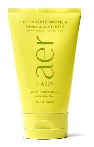 Taos Aer Protector solar mineral SPF 30 de amplio espectro  Belleza limpia a base de plantas orgánica y libre de crueldad animal 4 onzas líquidas
