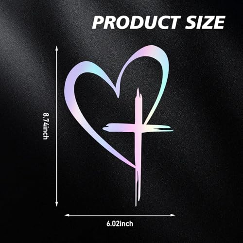 Image of Love Cross Sticker Decal, Love Heart Sticker Decal, Vinyl Car Stickers, 8.7 inchx6 inch Waterproof Decal, for Cars, Windows, Bumpers, Trunks, Notebook, Car Exterior Decorative Stickers (Multicolored)