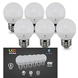 Bluex Bulbs 6 Pack G16 LED Light Bulbs - 6W 550 Lumens 3000K Warm White E26 Base 120V - Mini LED Light Bulbs Suitable for Chandelier, Signs, Floor Lamps, Nightlights & Kitchens Type G Short Light Bulb
