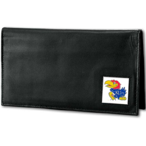 NCAA Siskiyou Sports Fan Shop Kansas Jayhawks Deluxe Leather Checkbook Cover One Size Black