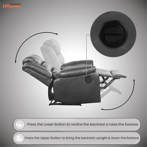 Image of Seventh Heaven Phoenix 1 Seater Motorised Recliner | Single Sofa Chair for Living Room Comfort | Ergonomic Design (Leatherette - Grey)