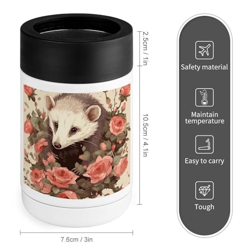 Glacière en acier inoxydable avec manchon rose et opossum pour boisson