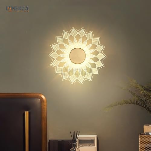 Image of Spiral Pattern 3-in-1 LED Wall Light Decorative Lamp with Golden Center Artistic Accent Lighting for Living Room Bedroom Hallway & Home Decor (Artistic Flower Wall Light, Pack of 2)