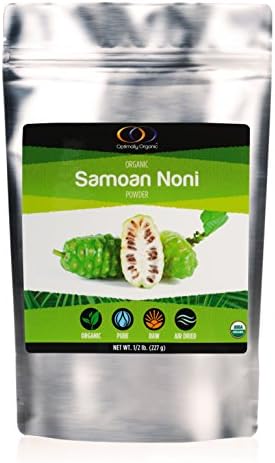 Optimally Organic Raw Samoan Noni Powder Dietary Supplement, Enzymes, Fiber, & Probiotics