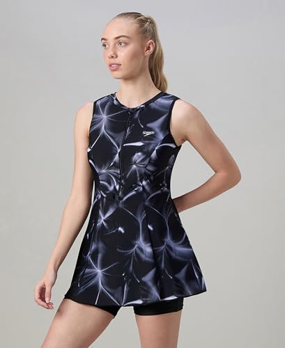 Image of Speedo Women's Endurabrite Closedback Swimdress with Boyleg | Swimming Costume | Swimming Suit for Women | Chlorine Resistance | UPF 40+ Sun Protection | Removable Bra Pads