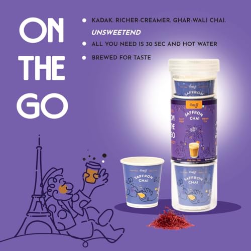 Image of Cup-Ji Saffron Chai Premix Cups | Instant Tea | 7 Cups | Kadak Ghar-Wali | No Added Sugar | Desi Chai | On the Go | Easy Prep | For Office and Travel