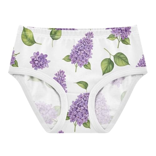 Cotton Girls Underwear Toddlers Lilac Purple Flowers White Panties Little Girl Fun Underpants Briefs 2t