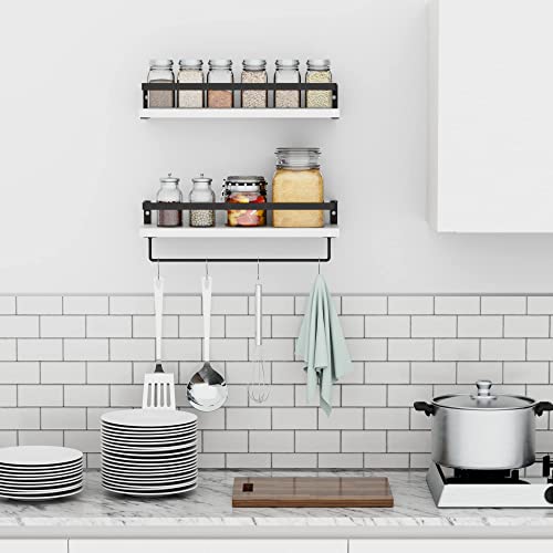 Richfire Floating Shelves Set Of 2, Wall Shelves For Bathroom, Kitchen, Bedroom& Living Room, White Shelves For Wall Décor Wall Shelves With Towel Bar #TOP3