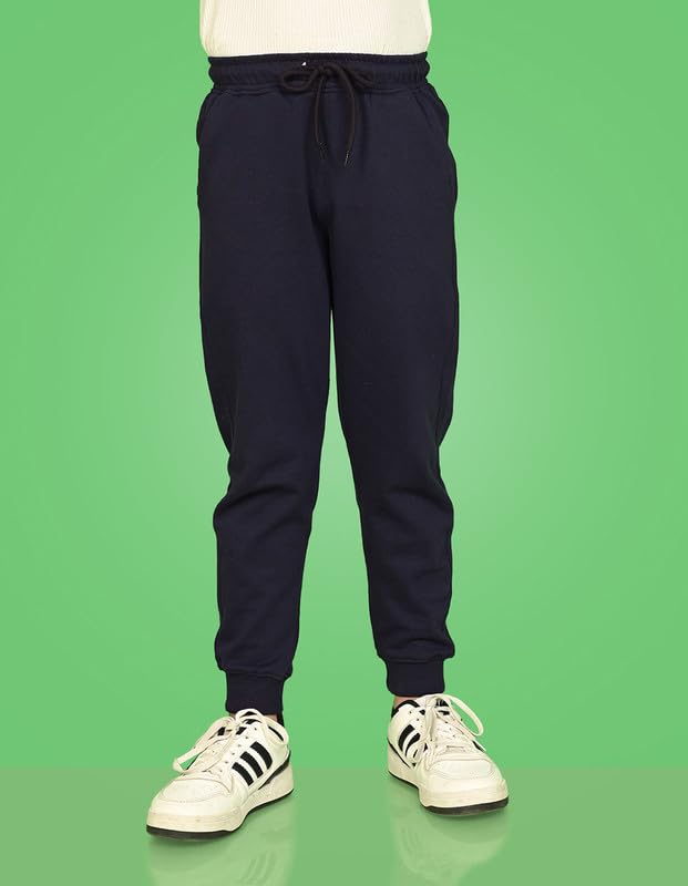 Image of Nusyl Solid Cotton Track Pants for Boys | Premium Soft Flow Joggers | Comfortable Relaxed Fit with Ribbed Cuffs | 2-16 Years | Multiple Colors