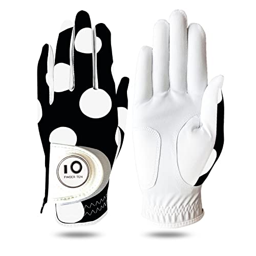 Golf Gloves Women Left Hand Right Cabretta Leather with Ball Marker Full Finger/Nail Colors Value Pack