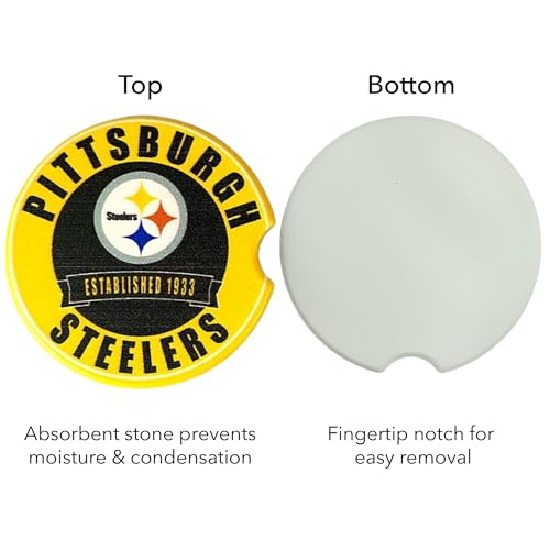 image for Fan Creations Pittsburgh Steelers Set of 2 Car Coasters Removable Abso