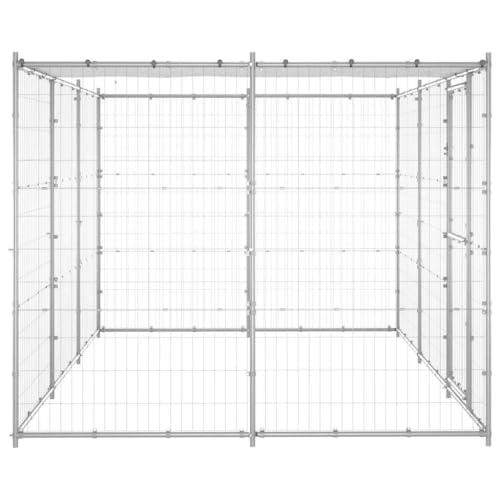 vidaXL Outdoor Hundezwinger mit Überdachung Verzinkter Stahl 7,26m² Hundekäfig