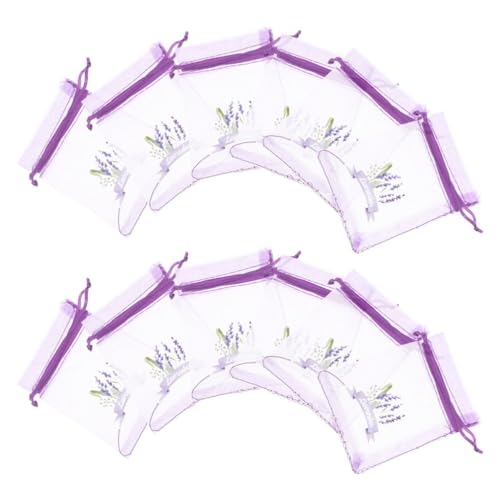 HOLIDYOYO 20pcs Lavender Sachets Organza Bags Small Drawstring Mesh Pouches for Fragrance Washable Gauze Bags for Home Decor Party Favors and