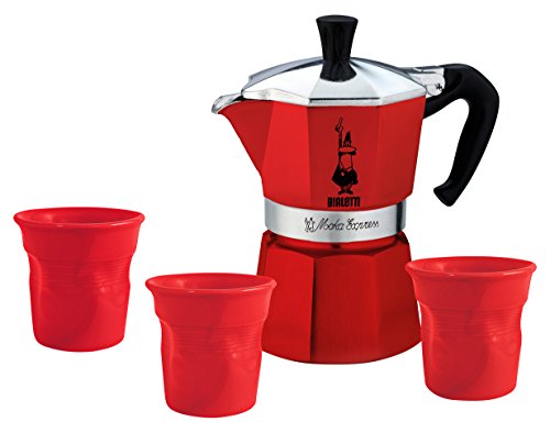 Bialetti Moka Caffettiera Espresso, Alluminio, Colore: Rosso