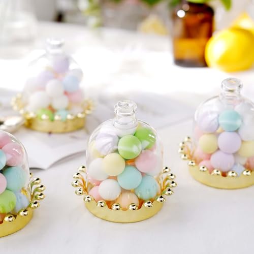 Efavormart 12 Pack 4 inch Gold Crown Candy Containers with Dome - Regal Princess-Themed Favor Jars for Weddings, Quinceañeras and Royal Birthdays