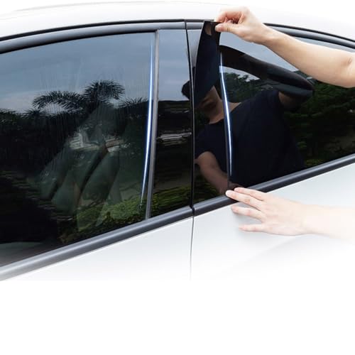 Pegatinas de coche para pilares de puerta Benz W177, acabado fibra de carbono negro 6