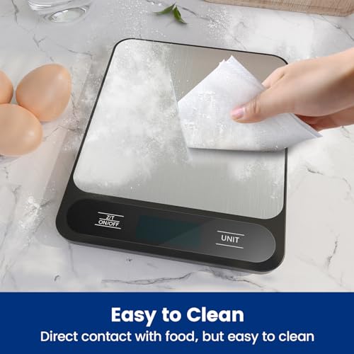 10 kg en roestvrij staal: digitale keukenweegschalen, elektronische voedselweegschalen met tare-functie, hoge precisie 1 g/0,1 oz, gemakkelijk schoon te maken, batterijen inbegrepen - Afbeelding 6