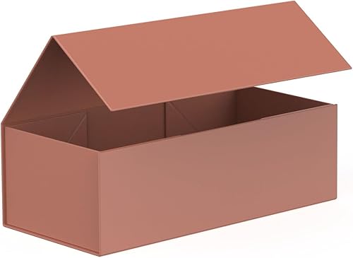 Caja de regalo de 12 x 6 x 4 pulgadas, caja de regalo grande con tapa, cajas de oro rosa para regalos, cumpleaños, día de San Valentín, día de la