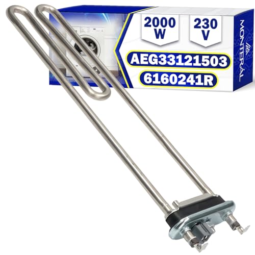 Elemento Resistencia para Lavadora 2000W 230V con Código Original AEG33121503 para LG 6160241R para IRCA - Garantía de 10 Años - MONTERAL