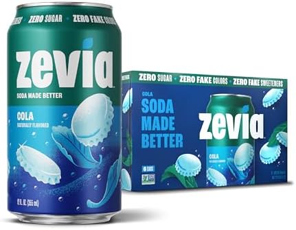 Zevia Cola Zero Calorie Soda , 12 Ounce Cans, 6 Pack