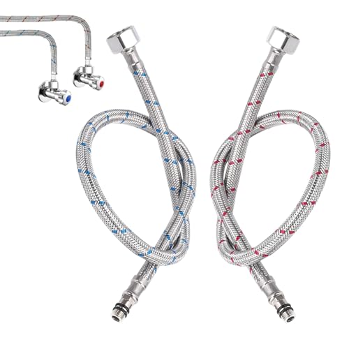 Aiyraa 2 Stück 80cm Panzerschlauch 3/8 Zoll, Anschlussschlauch Armatur G3/8 x M10, Wasseranschluss Verlängerung, Flexschlauch Armatur, Wasserschlauch Flexibler Schlauch für Mischbatterie Küche Bad