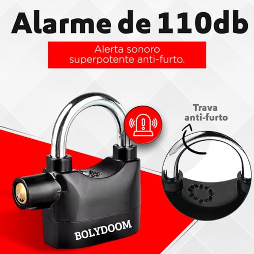 Cadeado Com Alarme Cadeado Antifurto Sonoro Com Sirene Potente 110db Reforçado Com Detecção de Movim