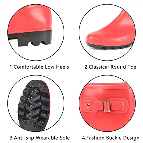 Fubotao Women's Mid Calf Rain Boots Waterproof Fashion Garden Shoes Anti-Slipping Rainboots For Women Comfortable Insole Light Rain Shoes #TOP5