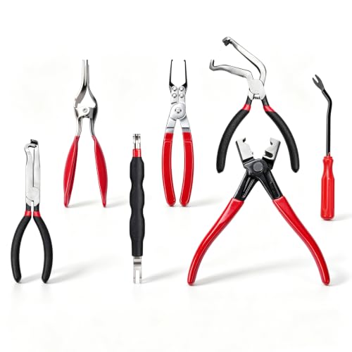 7Pcs Automotive Electrical Disconnect Pliers Set Portable Electrical Terminal Connector Separator Removal Tool with Dual-head Electrical Separator, Straight & 60° Pliers for Cars, Trucks & SUVs