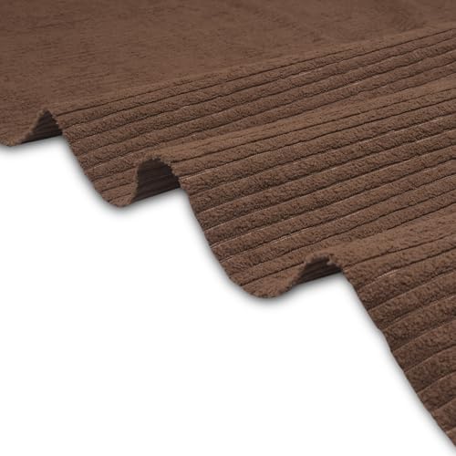 Image of Encasa XO Corduroy Fabric by the Meter, 59 inch Wide Premium 238 GSM Polyester Upholstery & Sewing Material, Soft Ribbed Coffee Fabric for Sofa /Cushion Covers, Trousers, Curtains & DIY Crafts