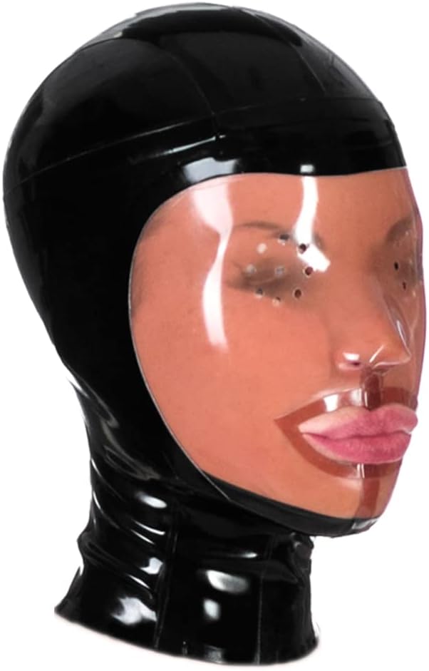 Latex Hood Full Cover Rubber Mask with Pepperpot Eyes Big Mouth Zipped Party Latex Mask