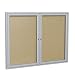 Ghent 36"x48" 2-Door Satin Aluminum Frame Enclosed Vinyl Tackboard - Caramel