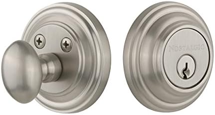 Nostalgic Warehouse 702281 Classic Rosette Single Cylinder Deadbolt in Satin Nickel,