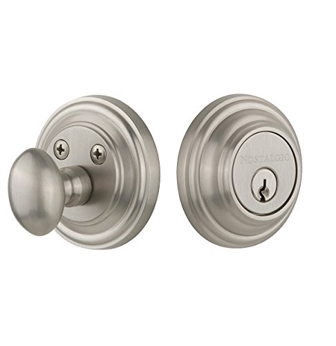 Image of Nostalgic Warehouse Classic Rosette Single Cylinder Deadbolt, Satin Nickel