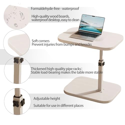 Image of Pedestal Adjustable C Shaped End Tables for Small Spaces Side Table，Desktop can Turn 360 and The Height of The Sofa Side Table can be Adjusted