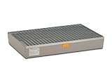 Formbeständig CEMO 7963 GFK-Auffangwanne mit verzinktem Gitterrost, grau, 150 L