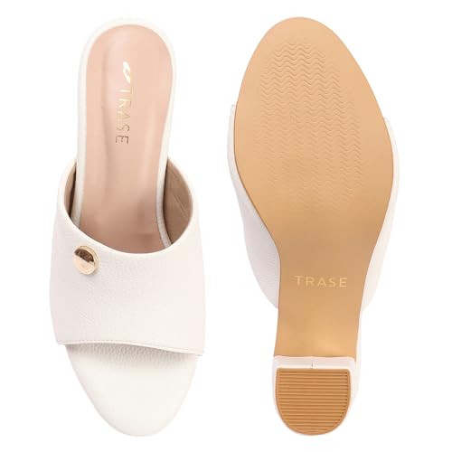 Image of TRASE Women's Slip-On Block Heels Sandals| Fashionable Sandals for Women & Girls | Light weight, Soft Footbed, Comfortable & Stylish - (47068)
