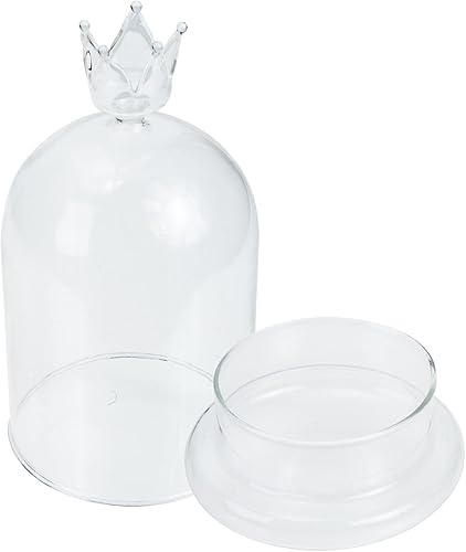 Glass Display Cloche Dome with Base, Bell Jar Terrarium Showcase Display for Antique Collectibles, Dessert Cover for Office Home Decoration 21cm