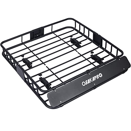 Benicabaly Maximize Storage with Heavy-Duty Rooftop Carrier Basket, Universal Fit for Camping and Travel, Steel Construction, Black