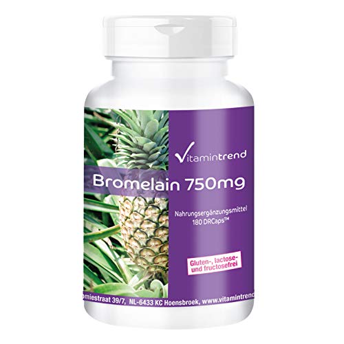 Bromelina 750 mg - 180 cápsulas - Vegana - dose elevada - Enzima de ananás