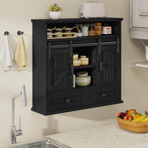 Image of Vabches Bathroom Wall Cabinet, Farmhouse Medicine Cabinet with Sliding Door