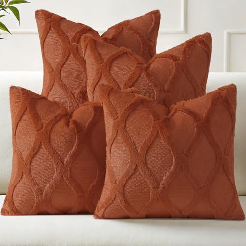 decorUhome Spring Set of 4 Rust Throw Pillow Covers 20x20