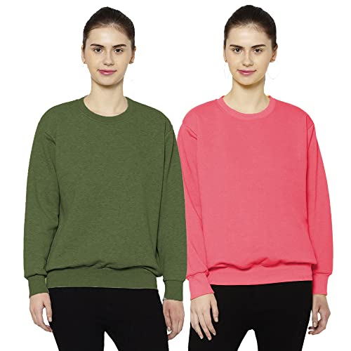 Image of Mack Jonney Fleece Round Neck Sweatshirt for Women (Pack of 2)-SW RN NVY Sky 002-P