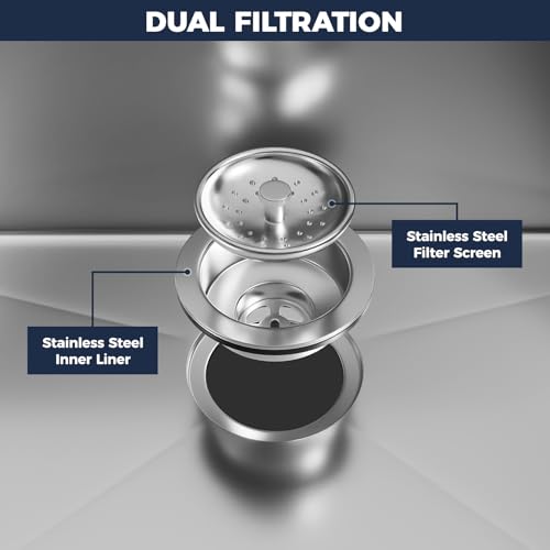 Image of 30 Inch Undermount Kitchen Sink - 30x19x9 Kitchen Sinks with Brushed, 18 Gauge 304 Stainless Steel Includes Drain Strainer, Deep Single Bowl Handmade Basin